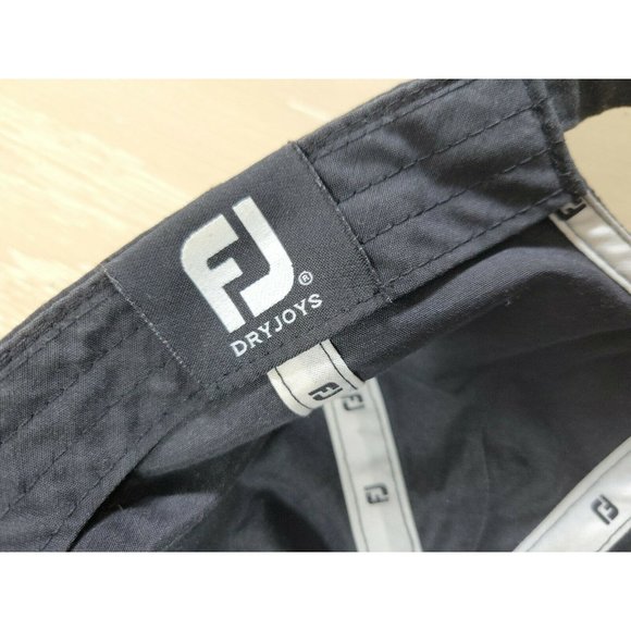 FJ Dry Joys Dryjoys Golf Cap Baseball Hat Black Strapback White Rubber Logo - Picture 10 of 11